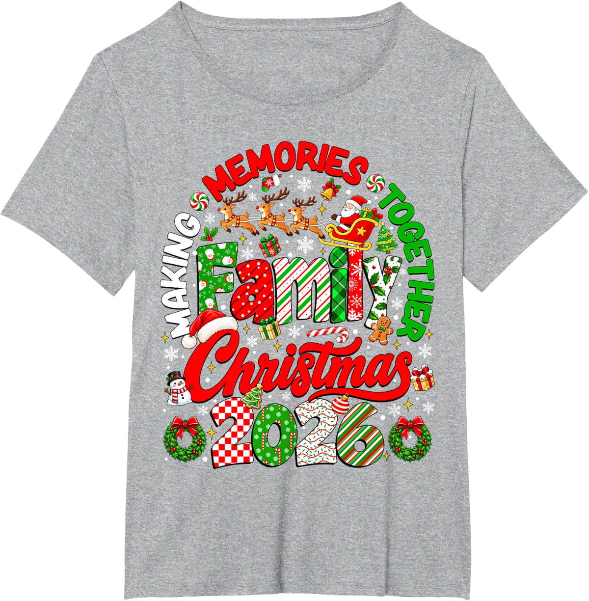 Family Christmas 2026 Christmas Crew Xmas Pajamas Matching T-Shirt - Heather Grey
