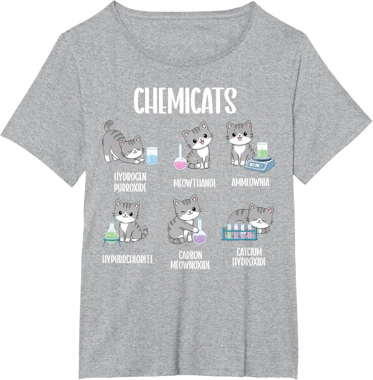 Chemicats Funny Cat Chemistry Science Nerd Physics STEM T-Shirt - Heather Grey