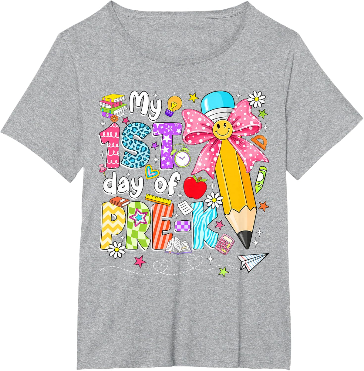 My 1st Day of Pre-k 2026 Back to School Preschool Girls Kid T-Shirt - Heather Grey