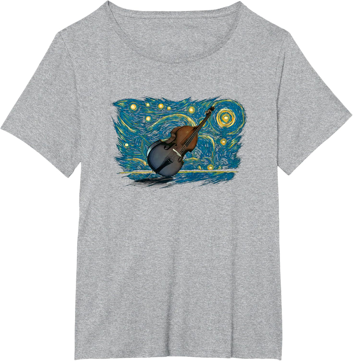 Retro Vintage Double Bass T-Shirt - Heather Grey