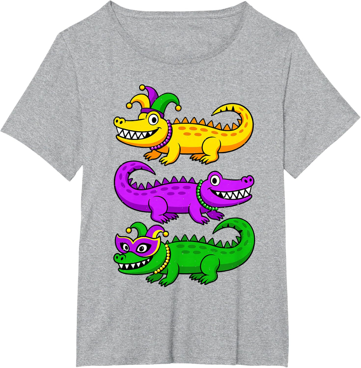 Mardi Gras Alligator for Kids Boys Mens Youth New Orleans T-Shirt - Heather Grey