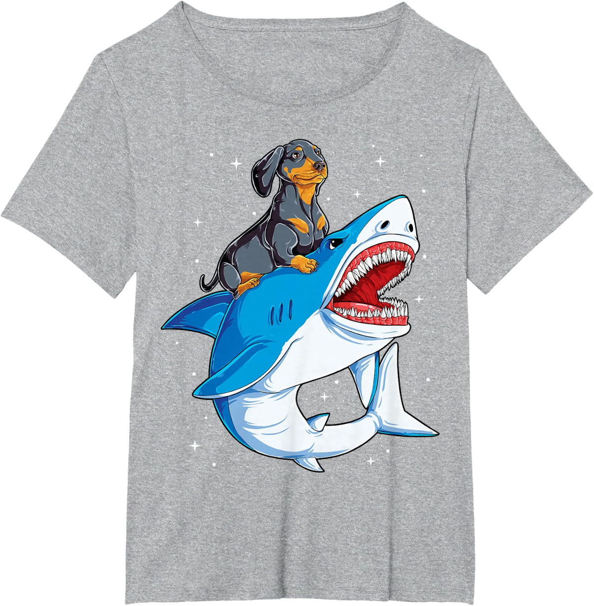 Dachshund Shark Kids Boys Men Space Galaxy Jawsome Gifts T-Shirt - Heather Grey