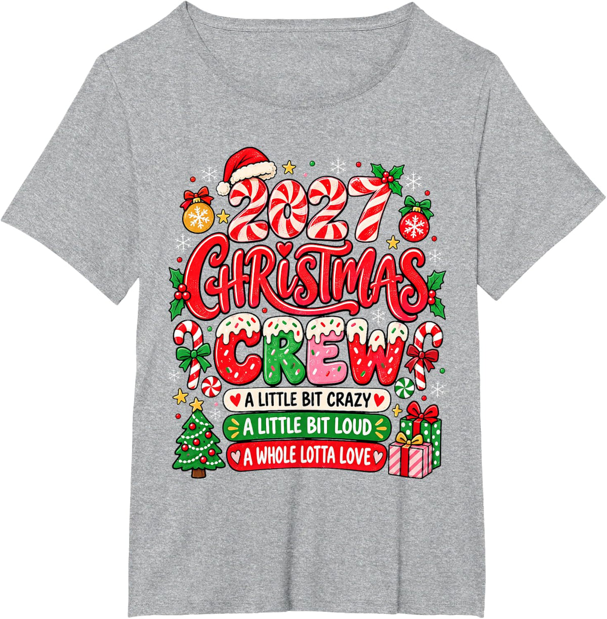Christmas Crew 2027 Family Christmas Xmas Pajamas Matching T-Shirt - Heather Grey