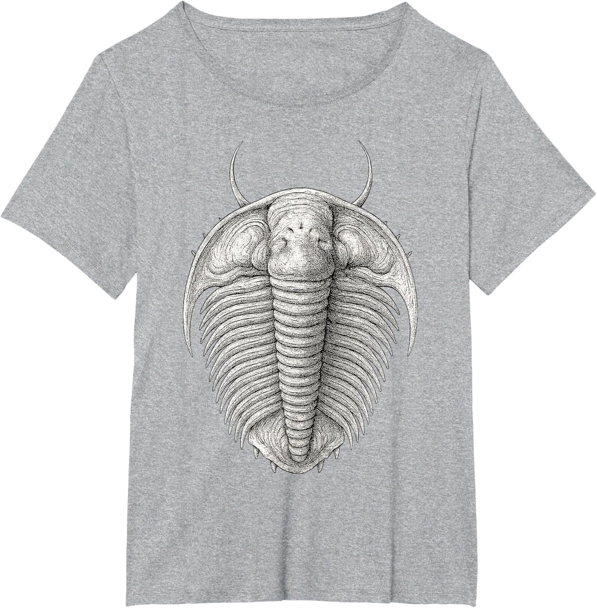 Trilobite Fossil Dorsal View Scientific Paleontology Art T-Shirt - Heather Grey