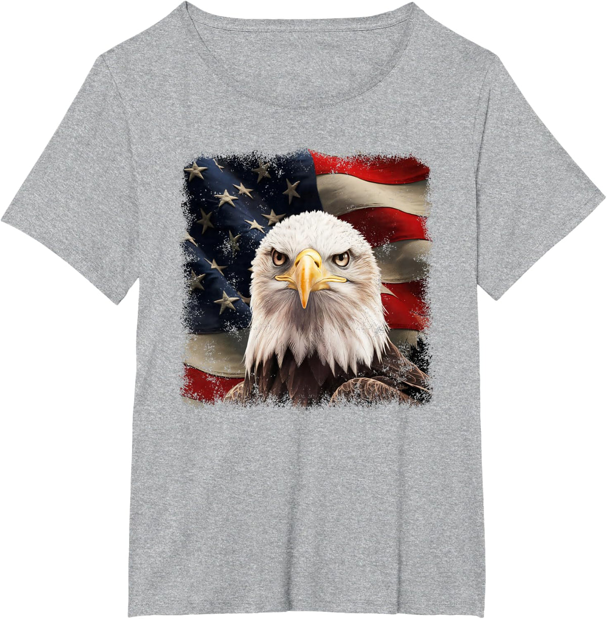 American Flag & Bald Eagle | Patriotic T-Shirt - Heather Grey