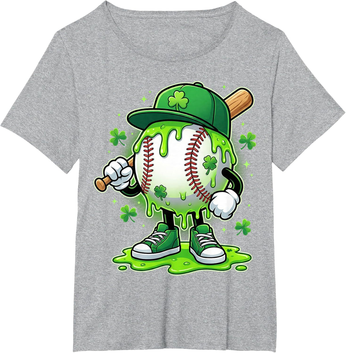 Baseball Drip Icecream Apparel Youth Boy St Patricks Day T-Shirt - Heather Grey