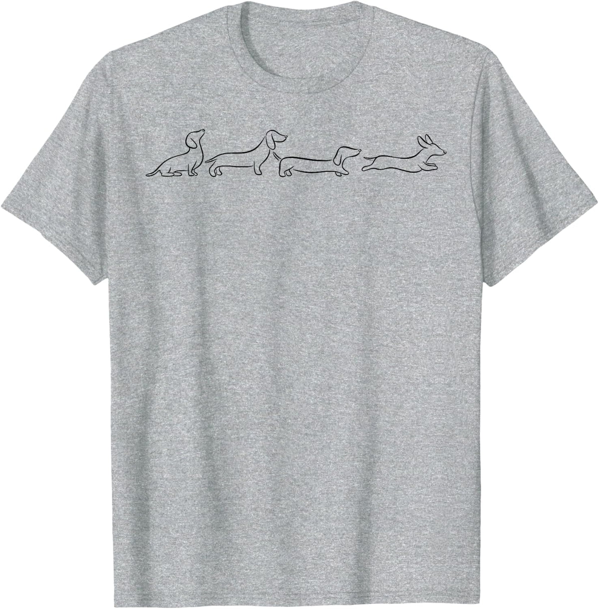 Dachshund Line Art cute Doxie Wiener Dog for woman kids T-Shirt - Heather Grey