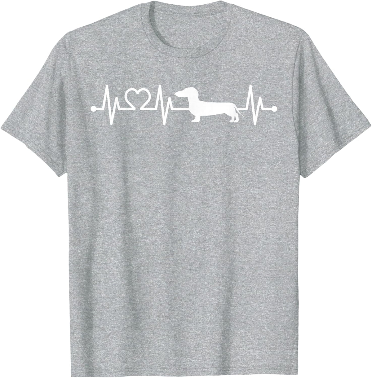 ECG Heartbeat Dachshund Dackel Teckel for dog owners T-Shirt - Heather Grey