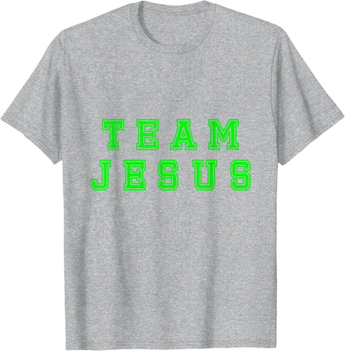 Lime Green Text Team Jesus Christian Athletic Sports Faith T-Shirt - Heather Grey