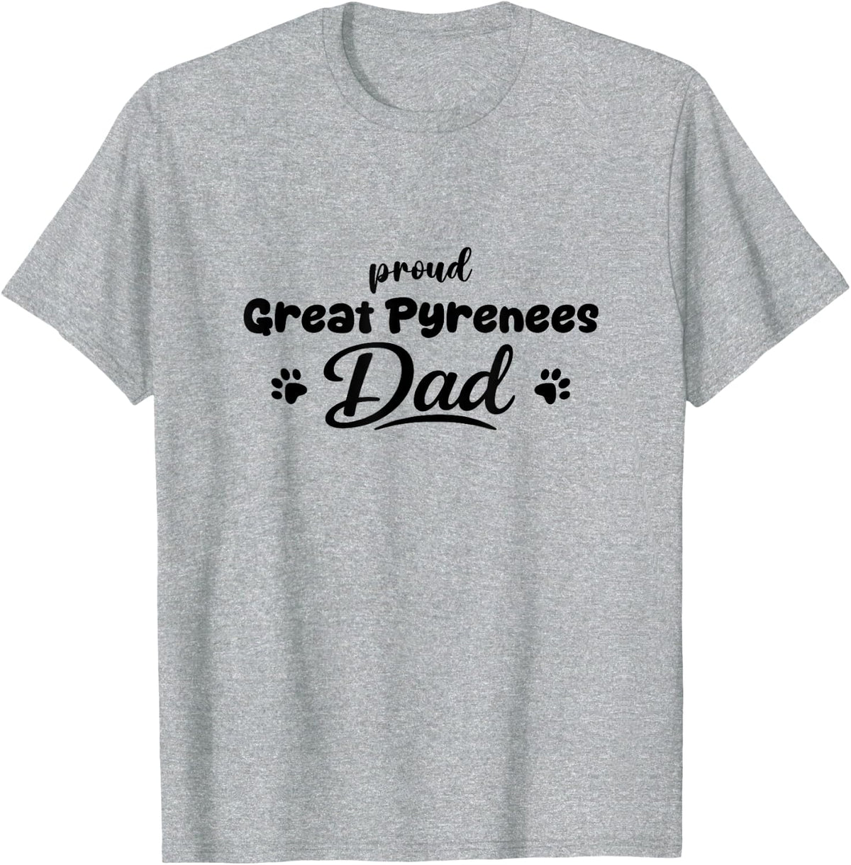 Great Pyrenees Proud Dog Dad Paw T-Shirt - Heather Grey