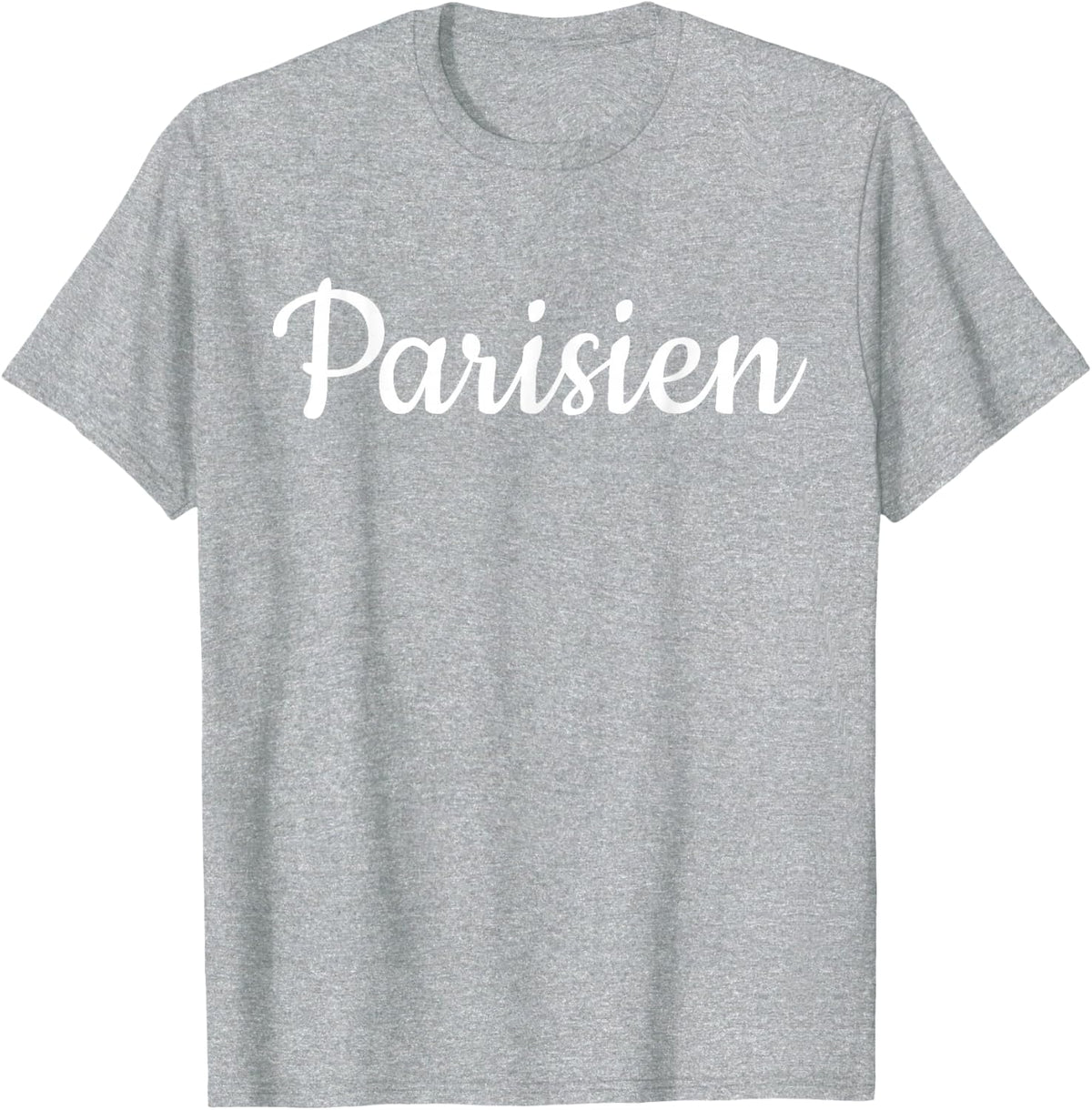 Parisien T shirt | Tshirt / Script Word Only On Tee White T-Shirt - Heather Grey