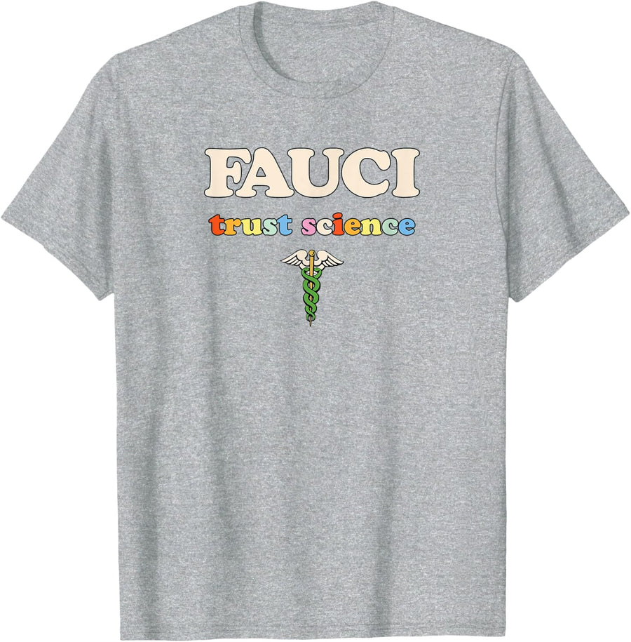 Dr Fauci Rainbow Trust Science Retro T-Shirt - Heather Grey