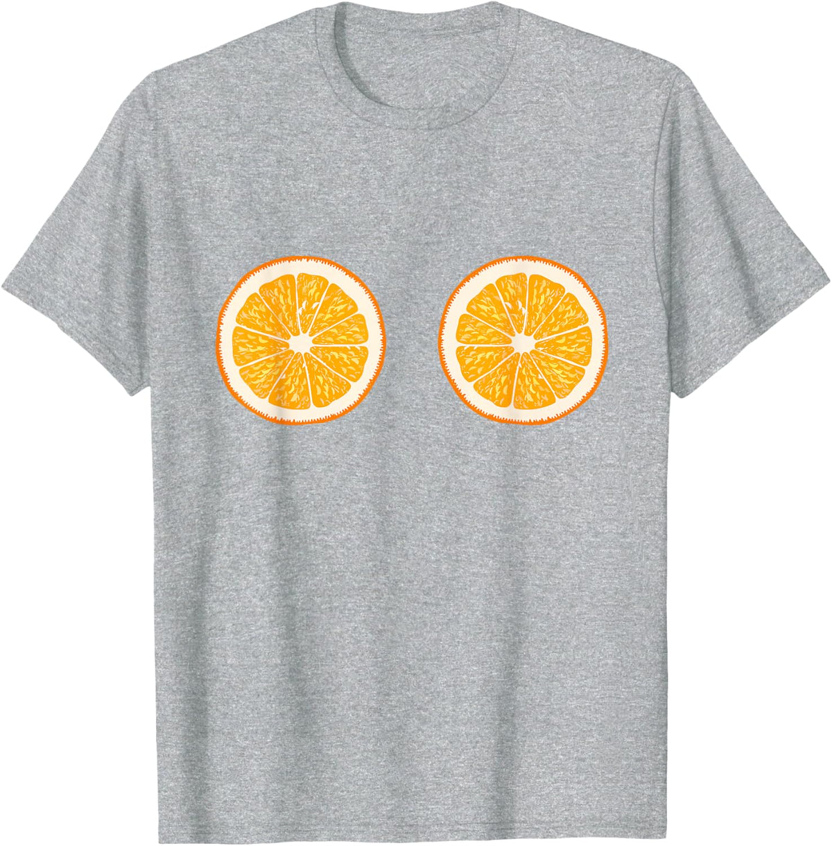 Funny Orange Boobs Bra Titties Tits Breast Boobies T-Shirt - Heather Grey