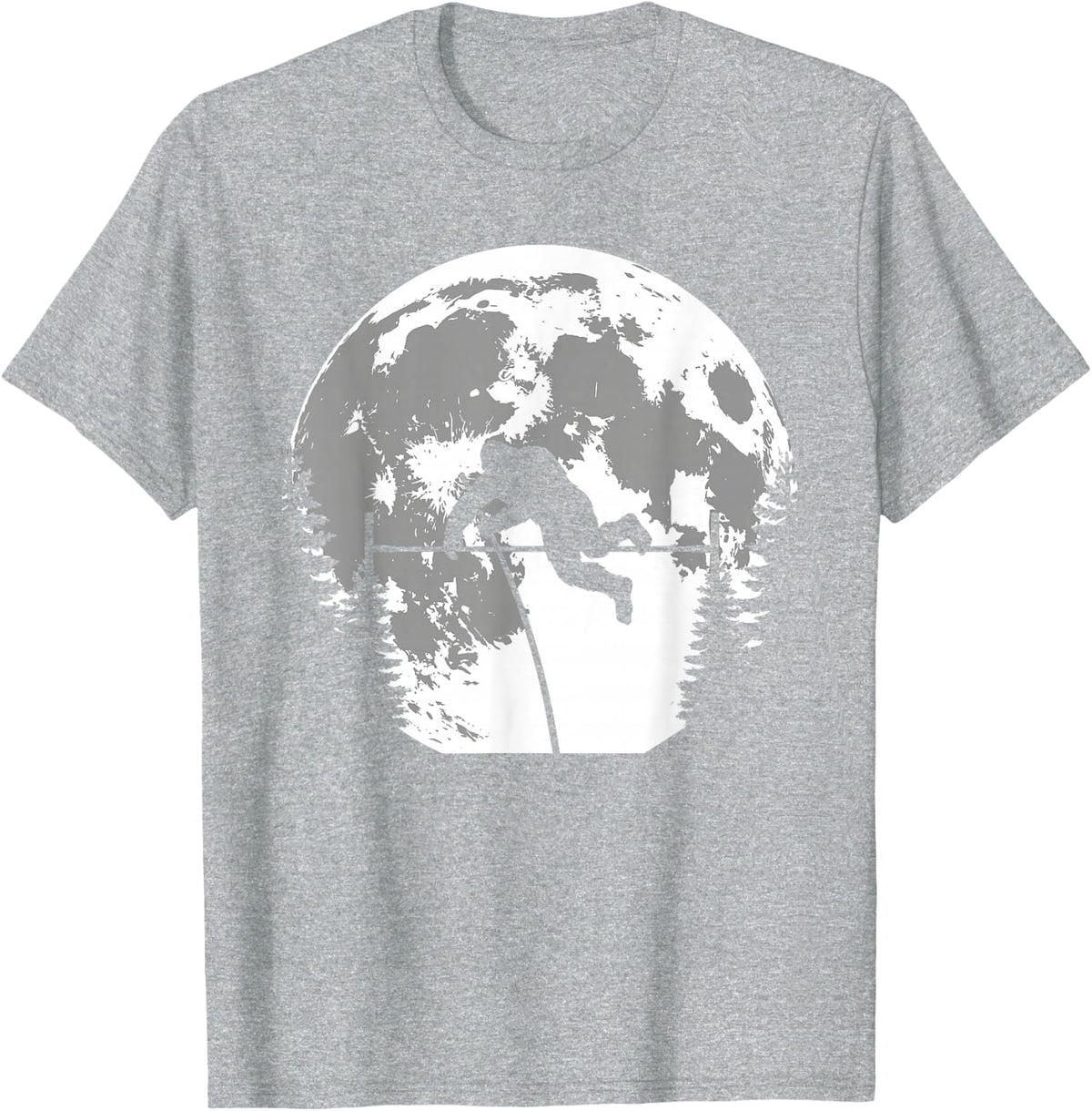 Bigfoot Pole Vaulting Sasquatch T-Shirt - Heather Grey