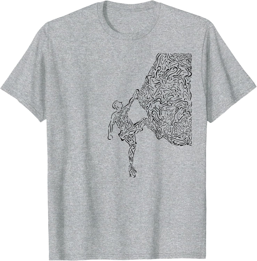 Bouldering Rock Climber Nature Sport Drawing Climbing T-Shirt - Heather Grey