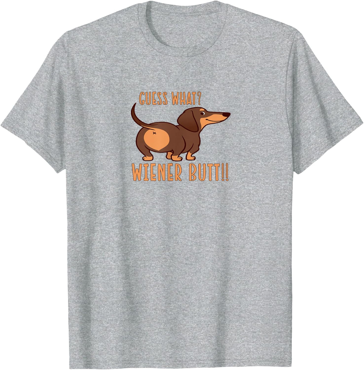 Guess What Wiener Butt Doxie Dachshund Dog Lover T-Shirt - Black, Unisex-Adults, Small, Short Sleeve, Crew Neck, Classic