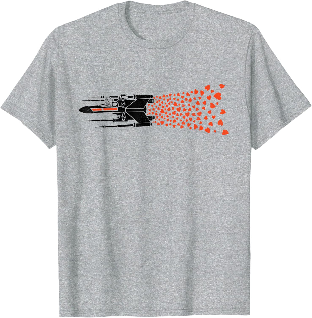 Star War Valentine's Day Luke R2-D2 X-Wing Hearts T-Shirt - Heather Grey