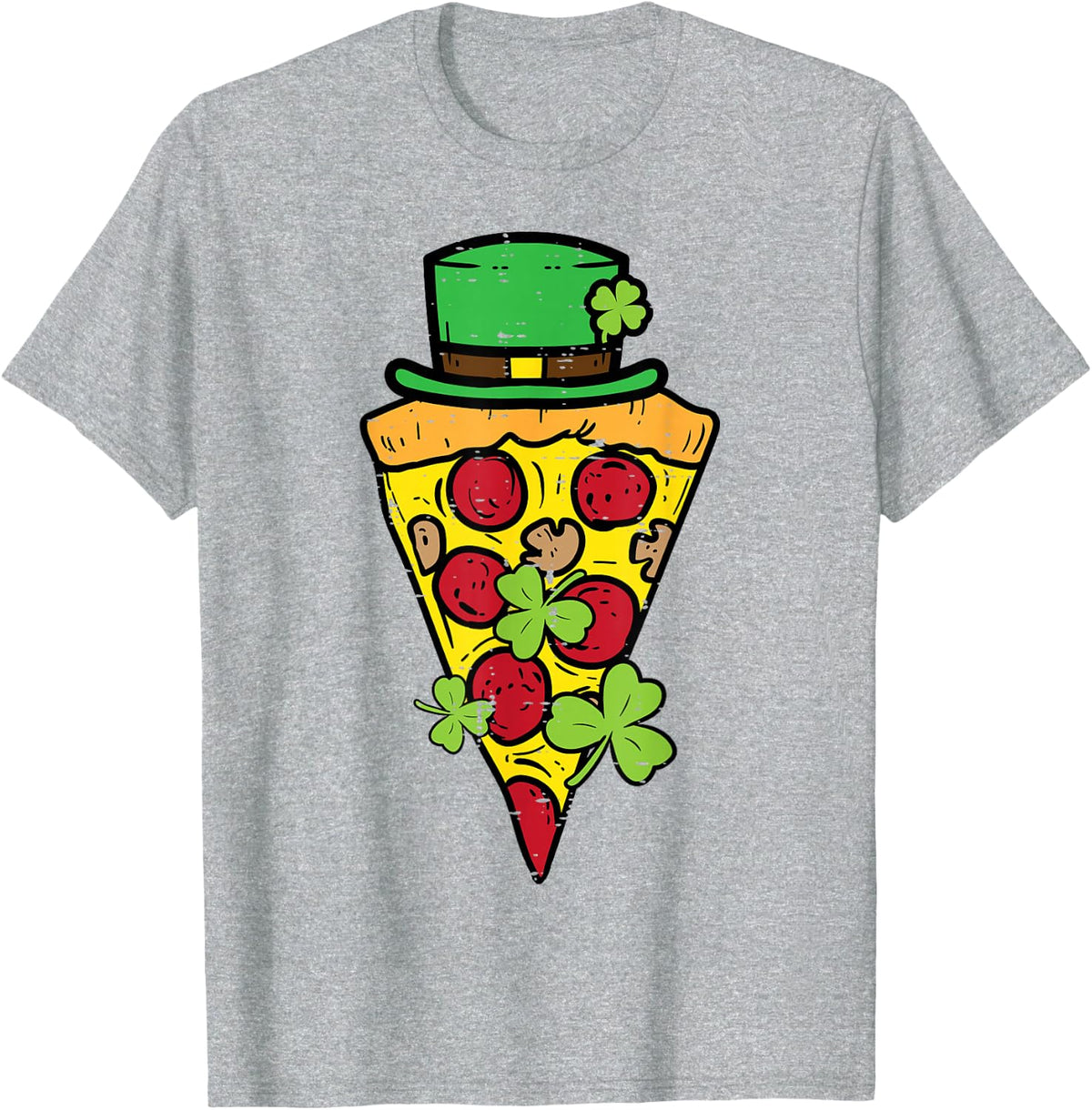St Patricks Day Pizza Saint Paddys Pattys Men Women Kids T-Shirt - Heather Grey