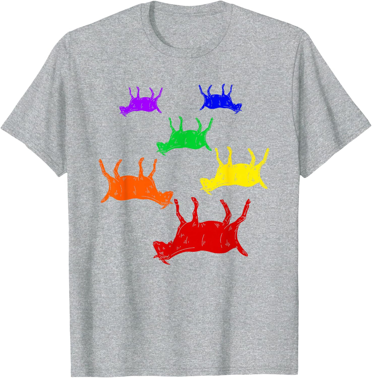Rainbow Fainting Goats Farm Animal Lover Fainting Goat T-Shirt - Heather Grey