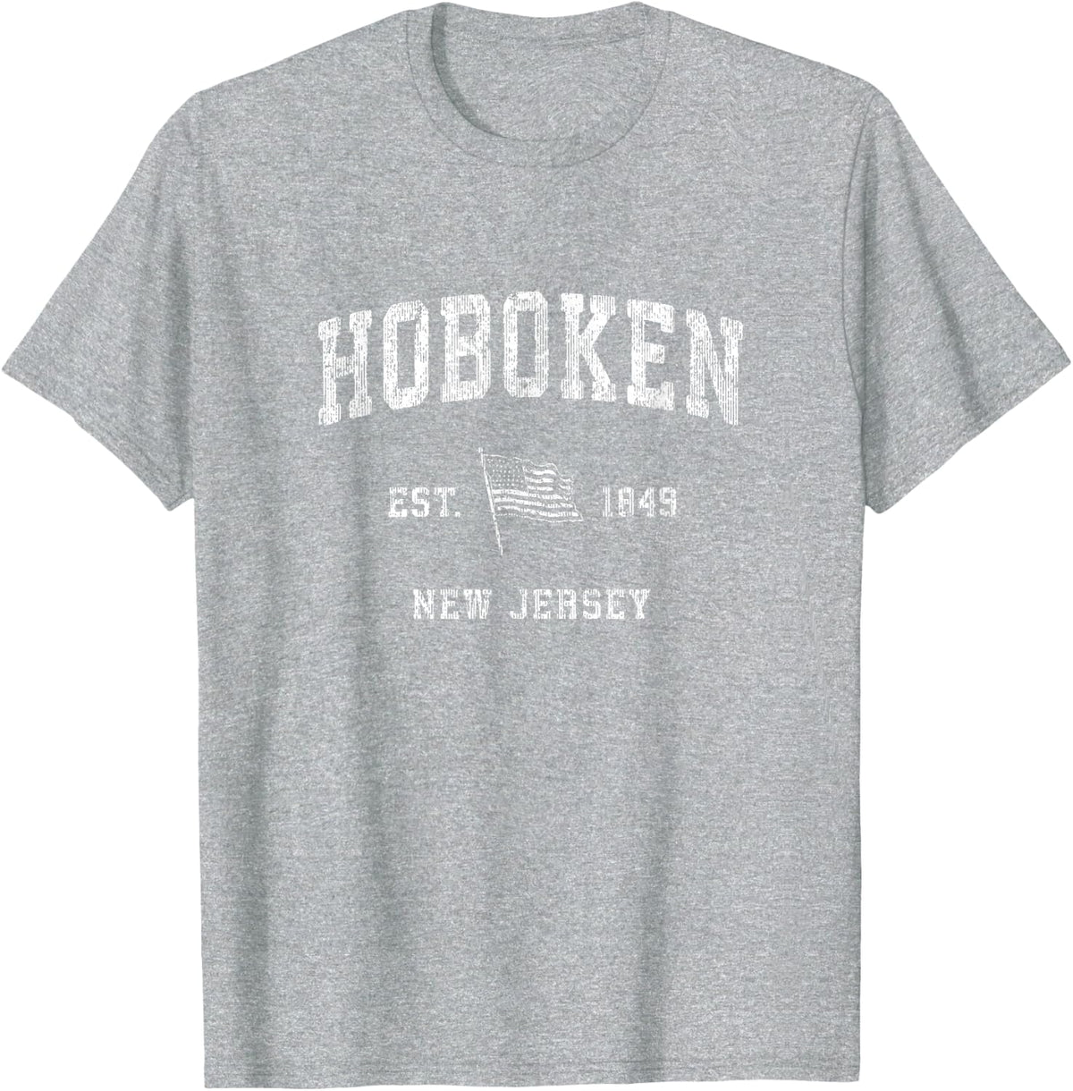 Hoboken New Jersey NJ T-Shirt Vintage US Flag Sports Tee T-Shirt - Heather Grey