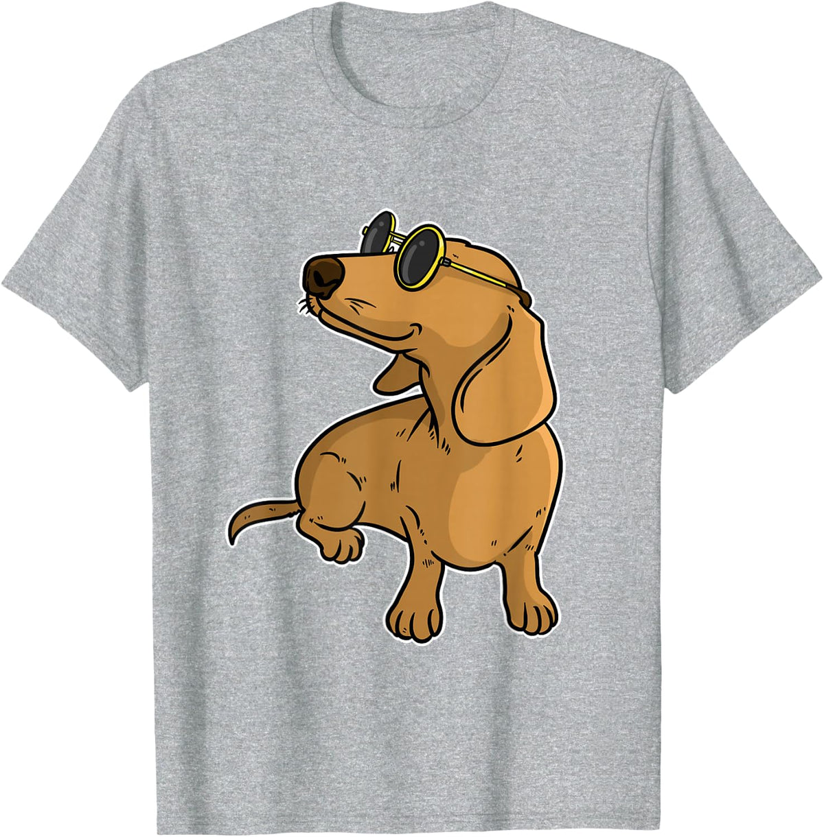 Dachshund Weiner Dog Sun Glasses T-Shirt - Heather Grey