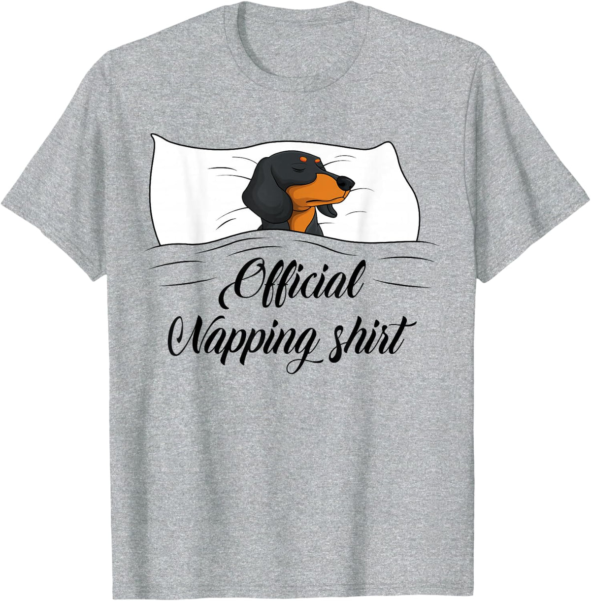 Sleeping Dachshund Pyjamas Dog Lover Gift Official Napping Tee T-Shirt - Heather Grey