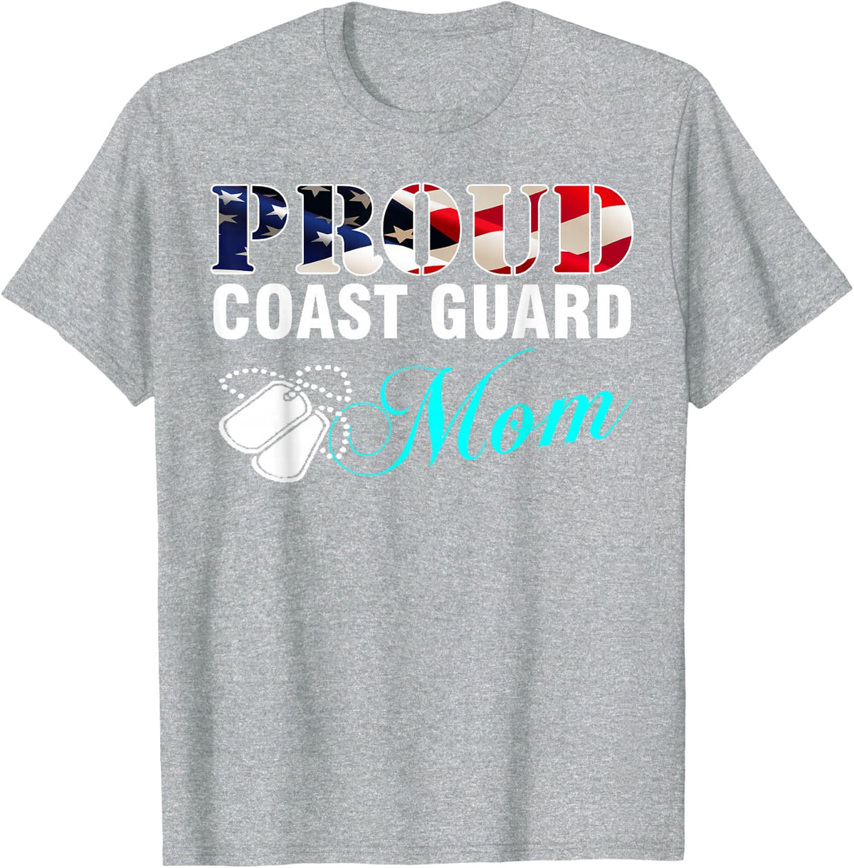 Vintage Proud Coast Guard Mom With American Flag Gift T-Shirt - Heather Grey