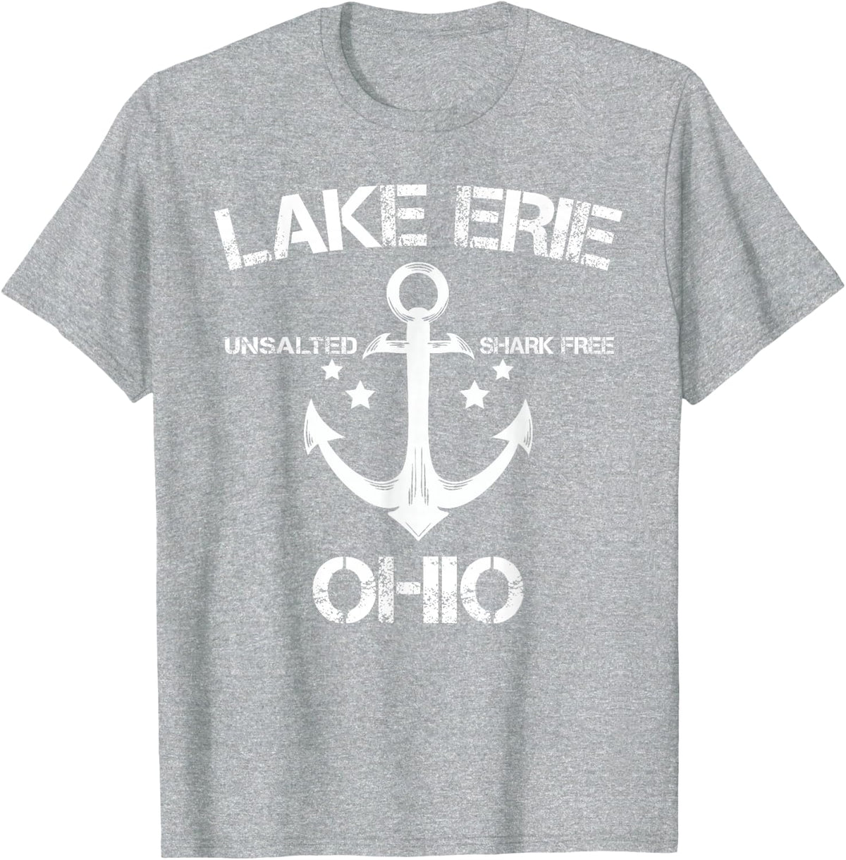 LAKE ERIE OHIO Funny Fishing Camping Summer Gift T-Shirt - Heather Grey