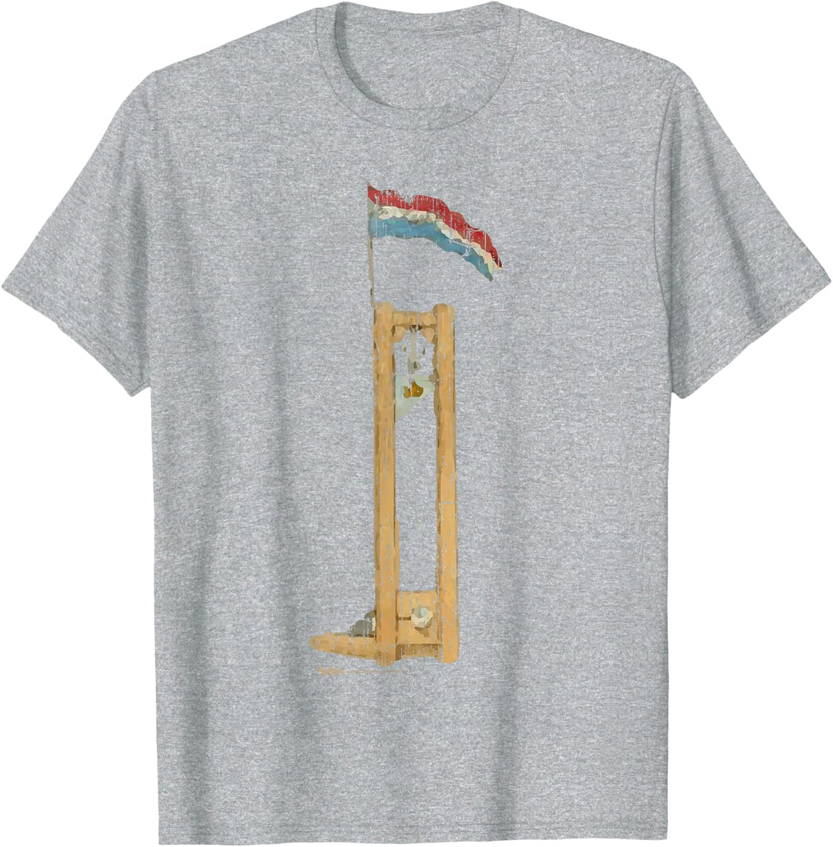 Vintage French Guillotine Paris Flag Bastille Day T-Shirt - Heather Grey
