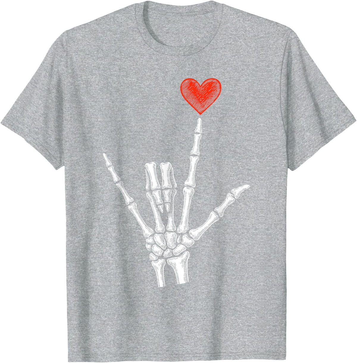 Skeleton Heart Hand Valentines Day for Men Women T-Shirt - Heather Grey