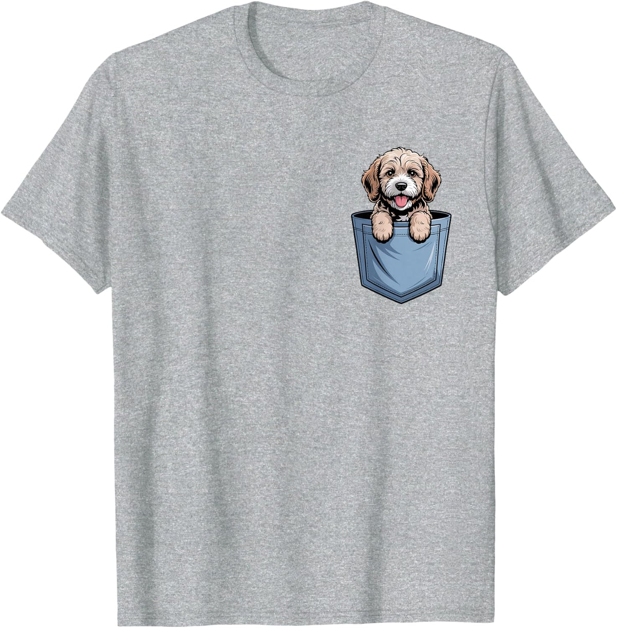 Cute Pocket Cockapoo Lover Doodle Dog Mom T-Shirt - Heather Grey