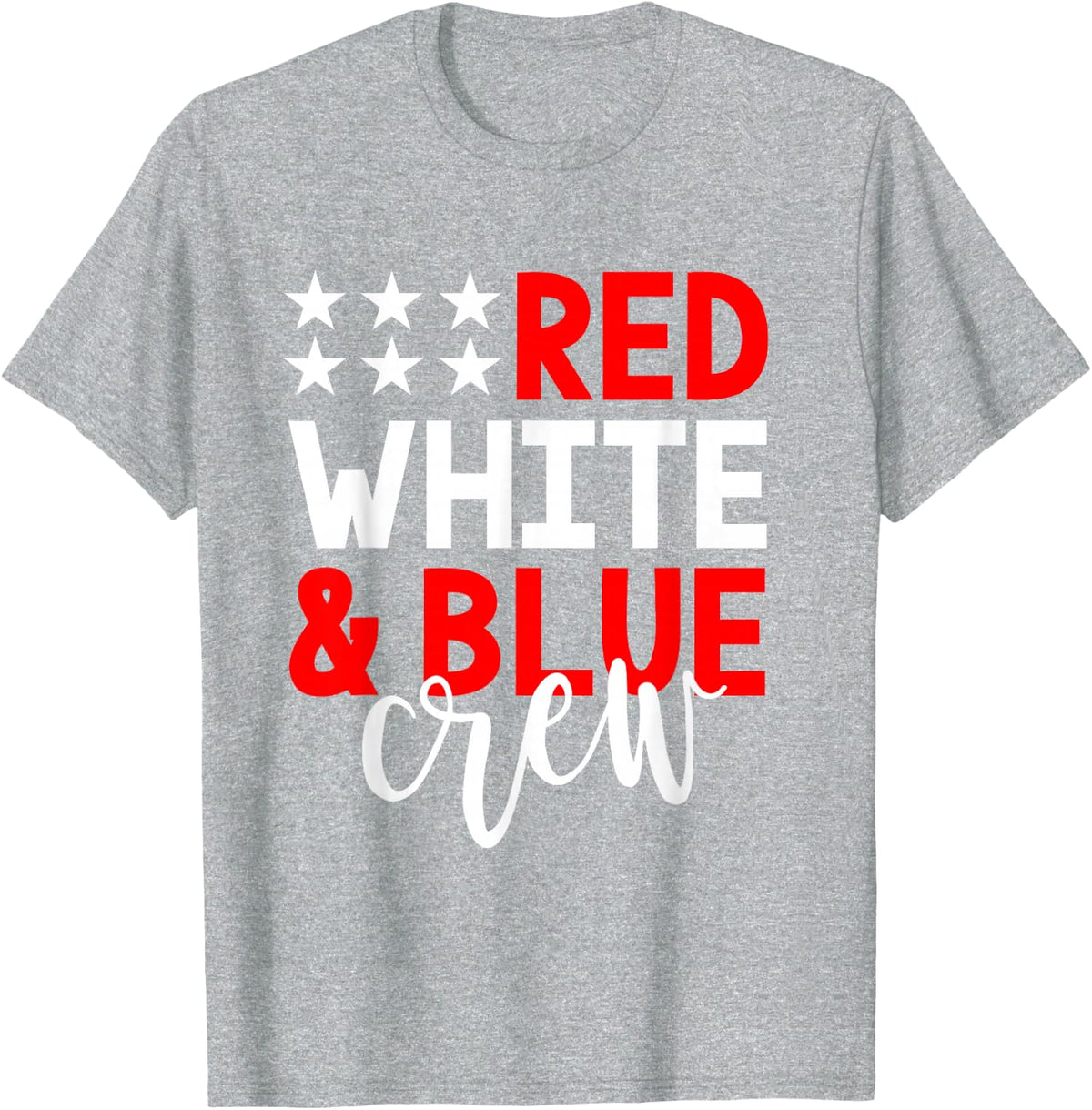 4th of July Group Shirts Red White Blue Crew Family Friends T-Shirt - Heather Grey