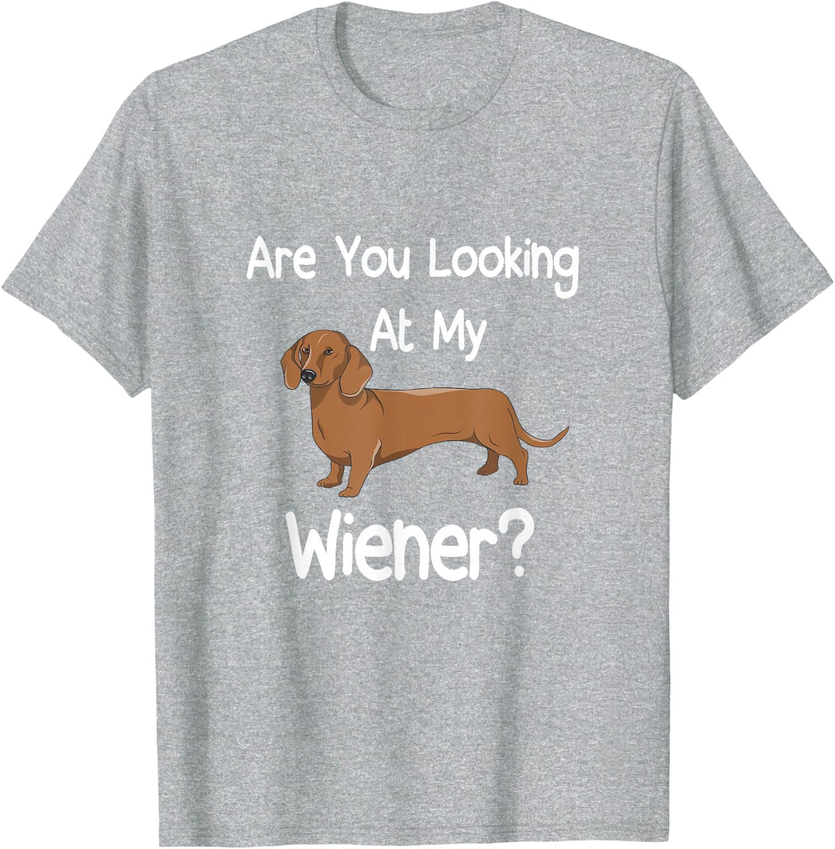 Are You Looking At My Wiener? Funny Dog Wiener Dachshund T-Shirt - Heather Grey