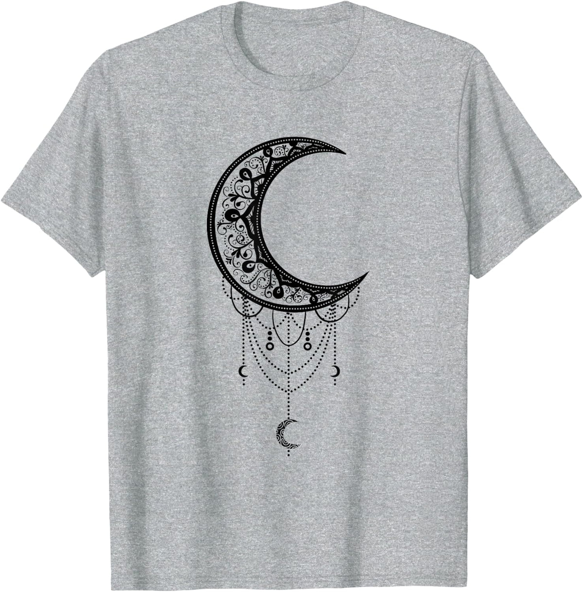 Crescent Moon Art Aesthetic Lunar Artsy Goth Witchy Moon Shirt Women Tees T Shirts - Heather Grey