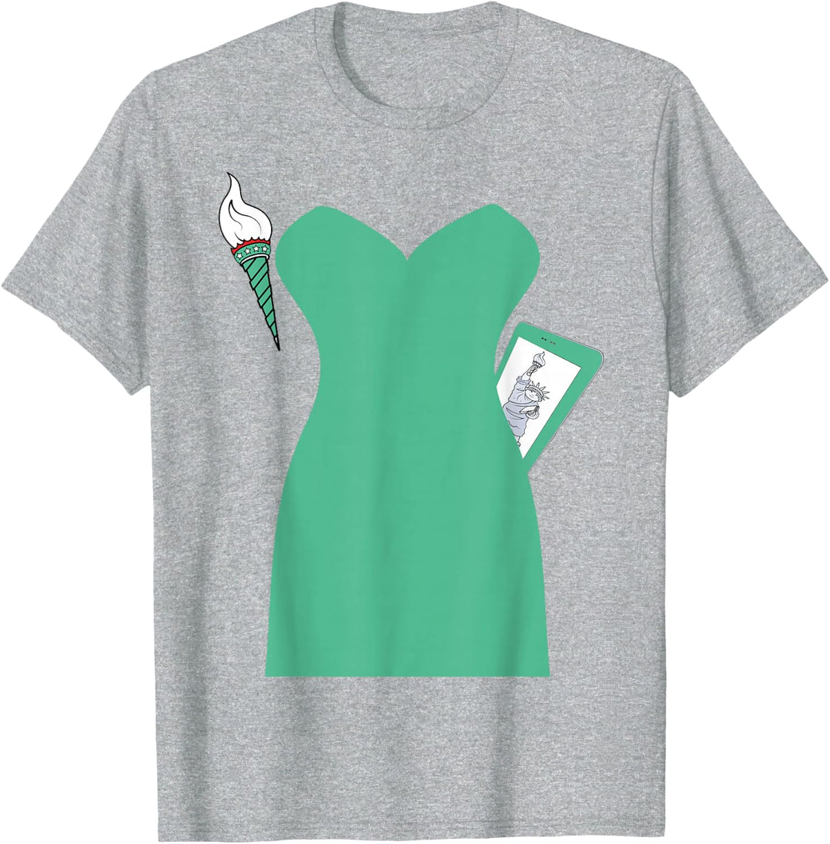 Statue Of Liberty 4th Of July Patriotic Costume Women Kids Men T-Shirt - Heather Grey