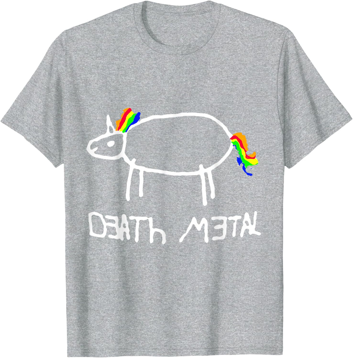 Unicorn Death Metal/Heavy Metal Black Metal Fun Design T-Shirt - Heather Grey