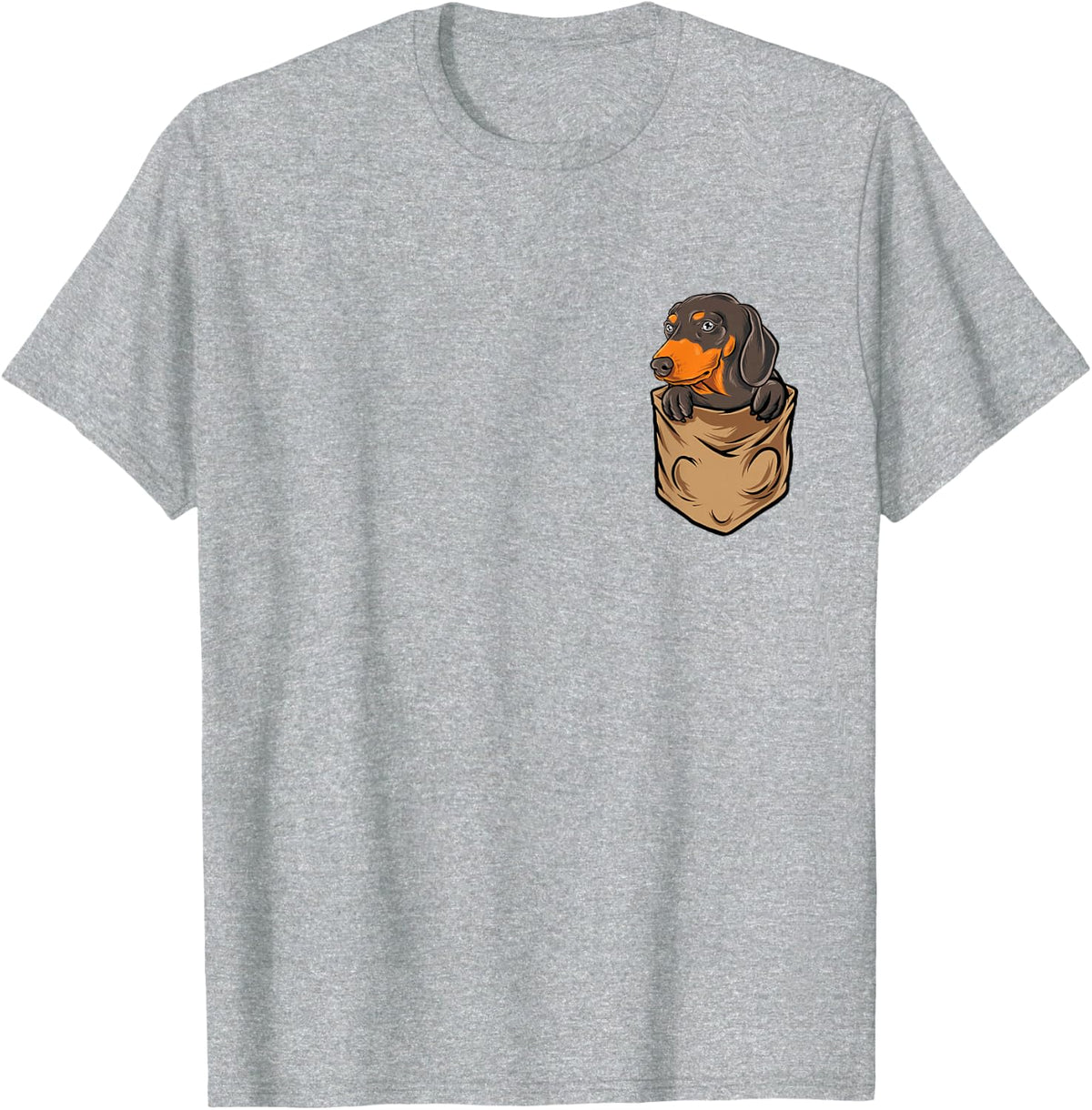 Dachshund In A Pocket - Dog Lover Animal Pet Breeder T-Shirt - Heather Grey