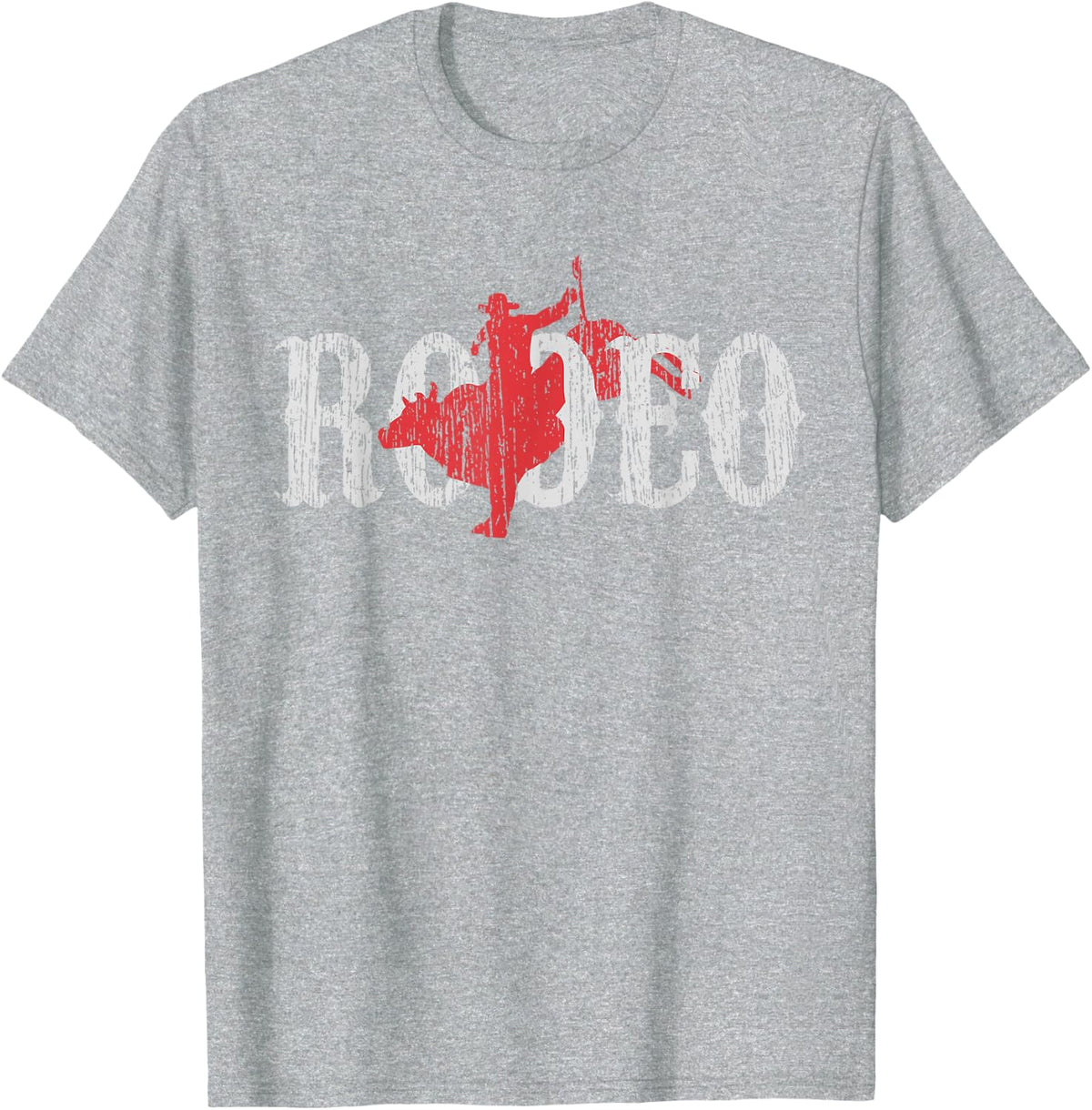 Bull Riding Rodeo Western Country Cowboy T-Shirt - Heather Grey