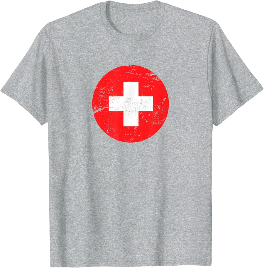 Medical Nurse Doctor Costume Uniform Red Cross Vintage Retro T-Shirt - Heather Grey