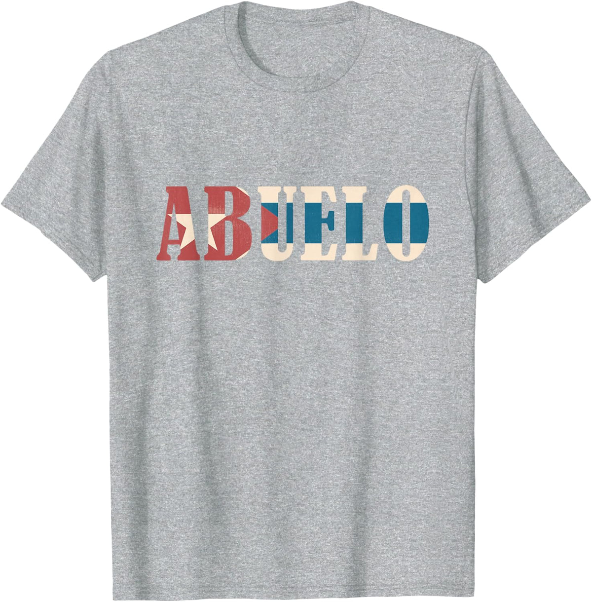 Grandfather Tees Men's Vintage Cuban Flag T-Shirt - Black, Small - Heather Grey