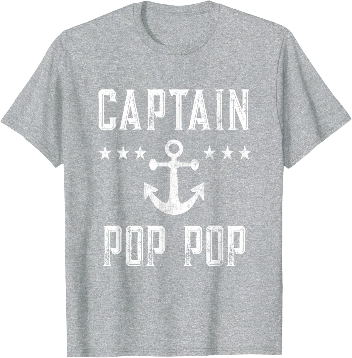 Personalized Captain Pop Pop Boating Retro Boat Anchor T-Shirt - Heather Grey