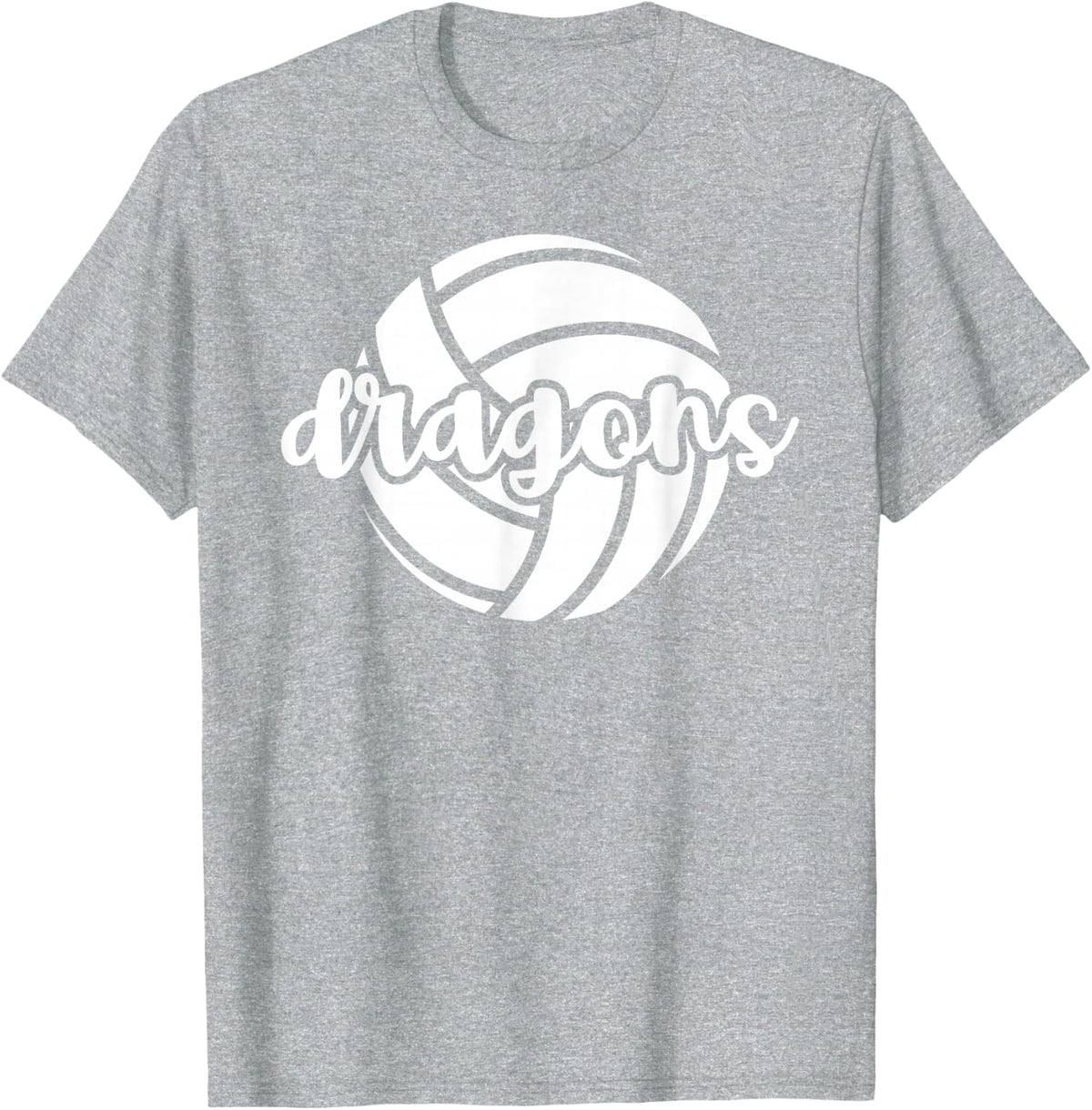 Dragons Volleyball Team Mascot School Spirit Game Night T-Shirt - Heather Grey