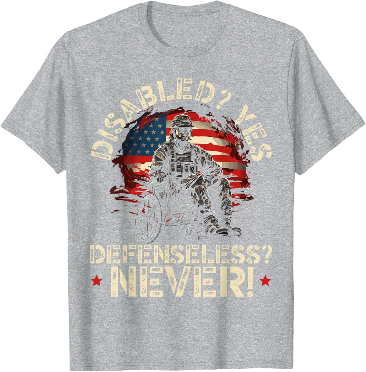 Disabled Veteran Armed Forces Military Soldier Army USA T-Shirt - Heather Grey
