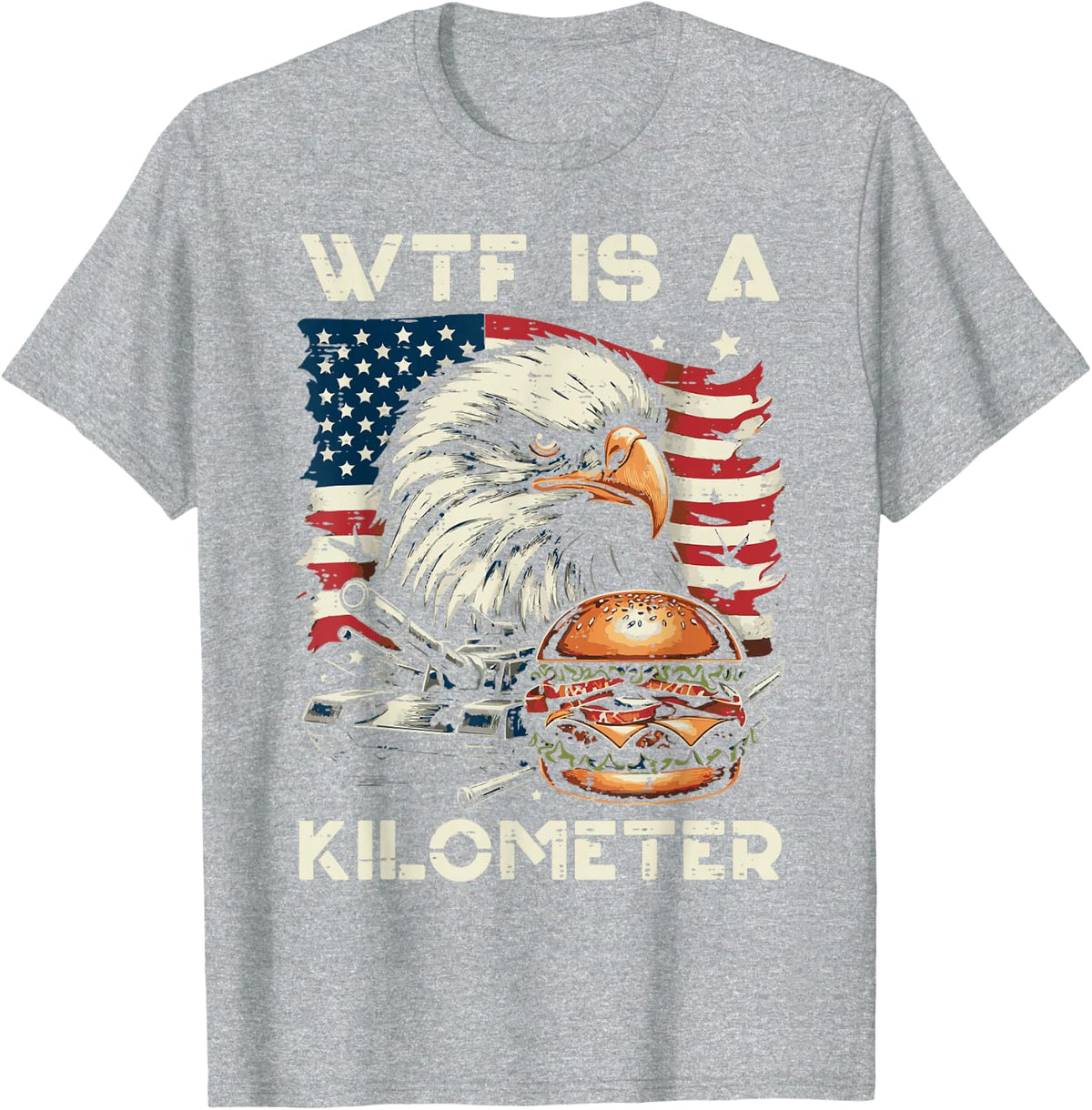 4th Of July Eagle Kilometer Funny American Meme Men Women T-Shirt - Heather Grey