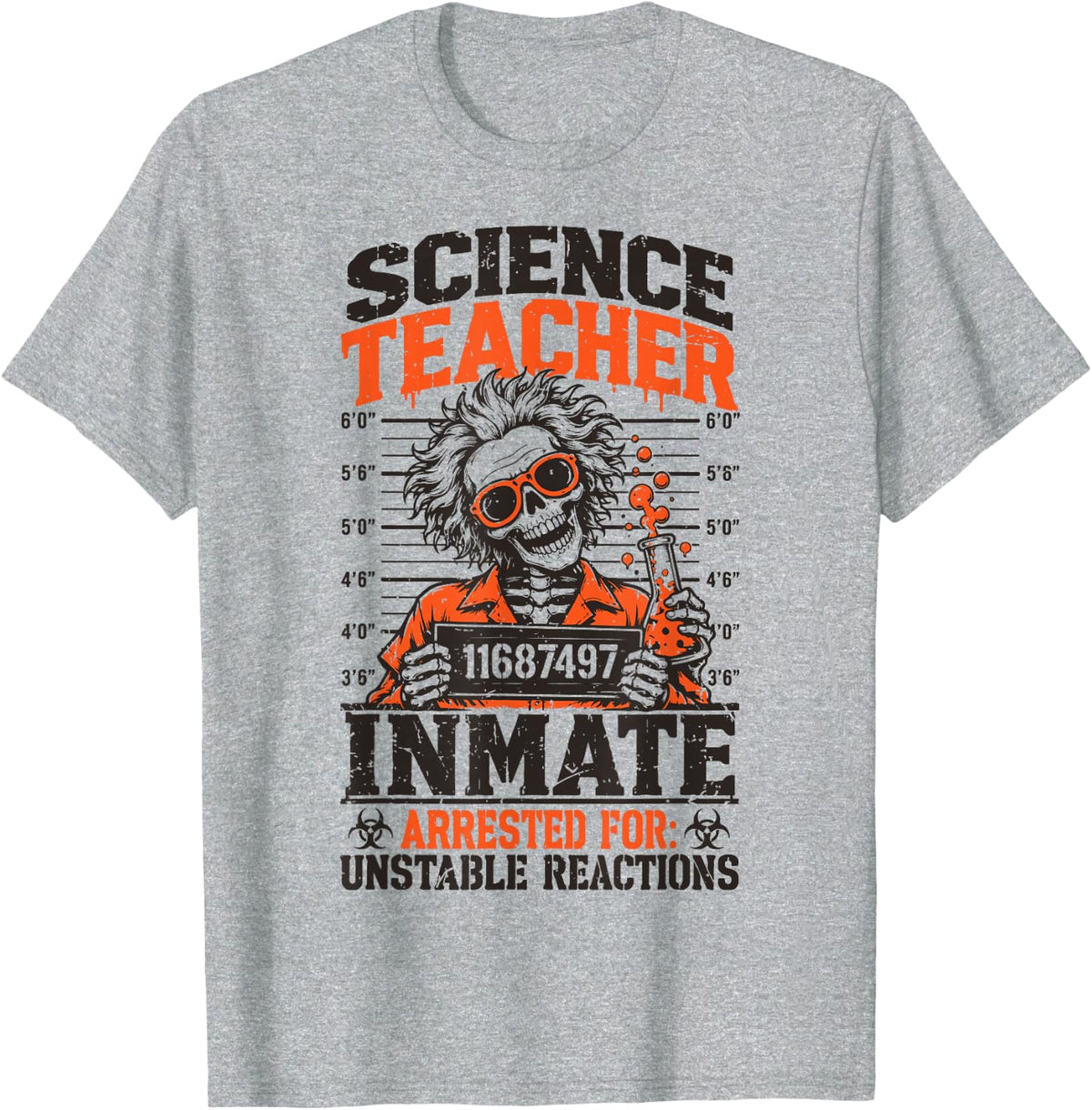 Skeleton Science Teacher Halloween Costume Mad Scientist T-Shirt - Heather Grey