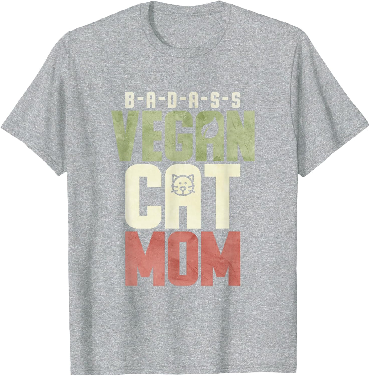 Badass Vegan Cat Mom T-Shirt - Heather Grey