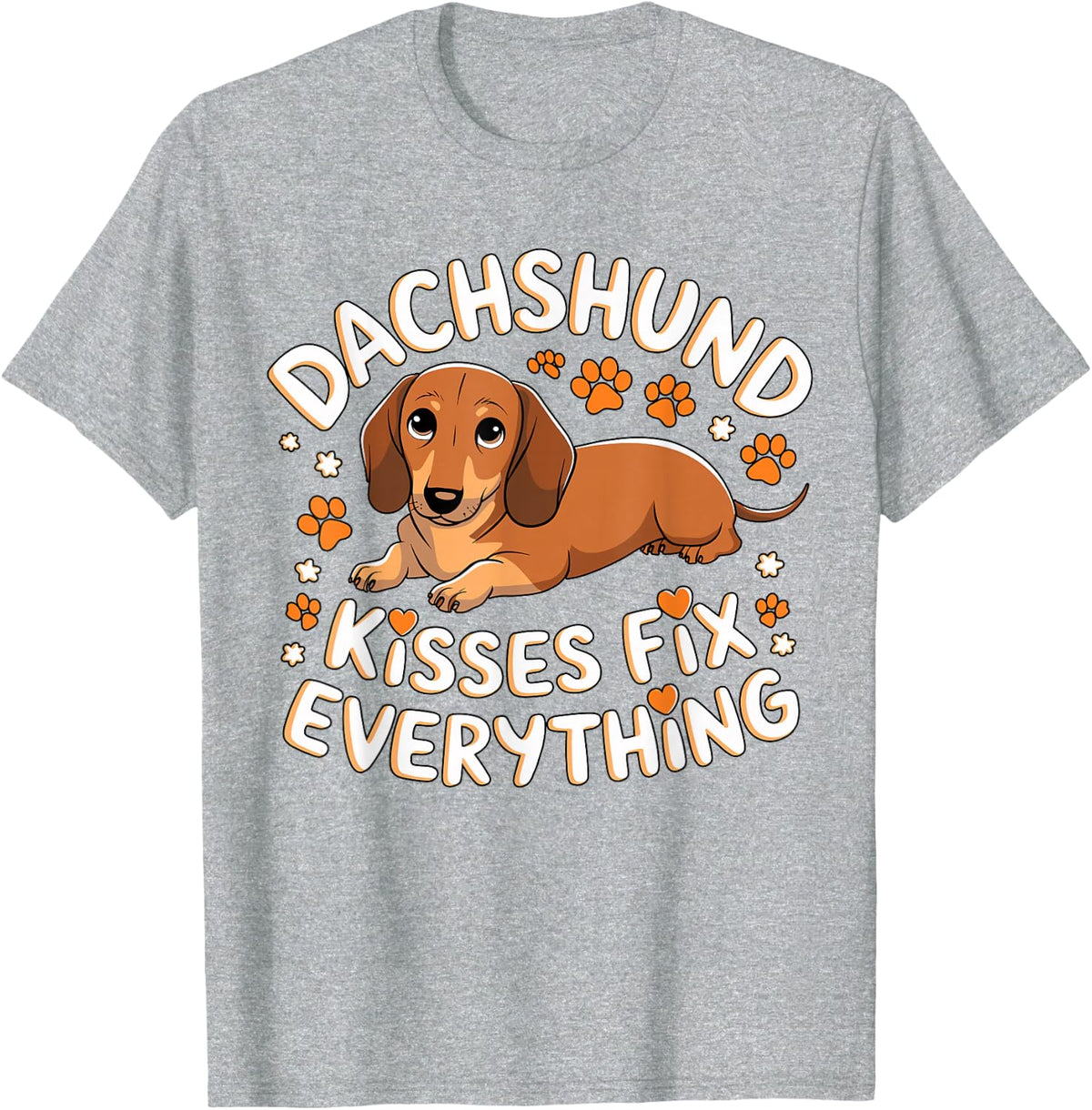 Dachshund Kisses Fix Everything T-Shirt - Heather Grey