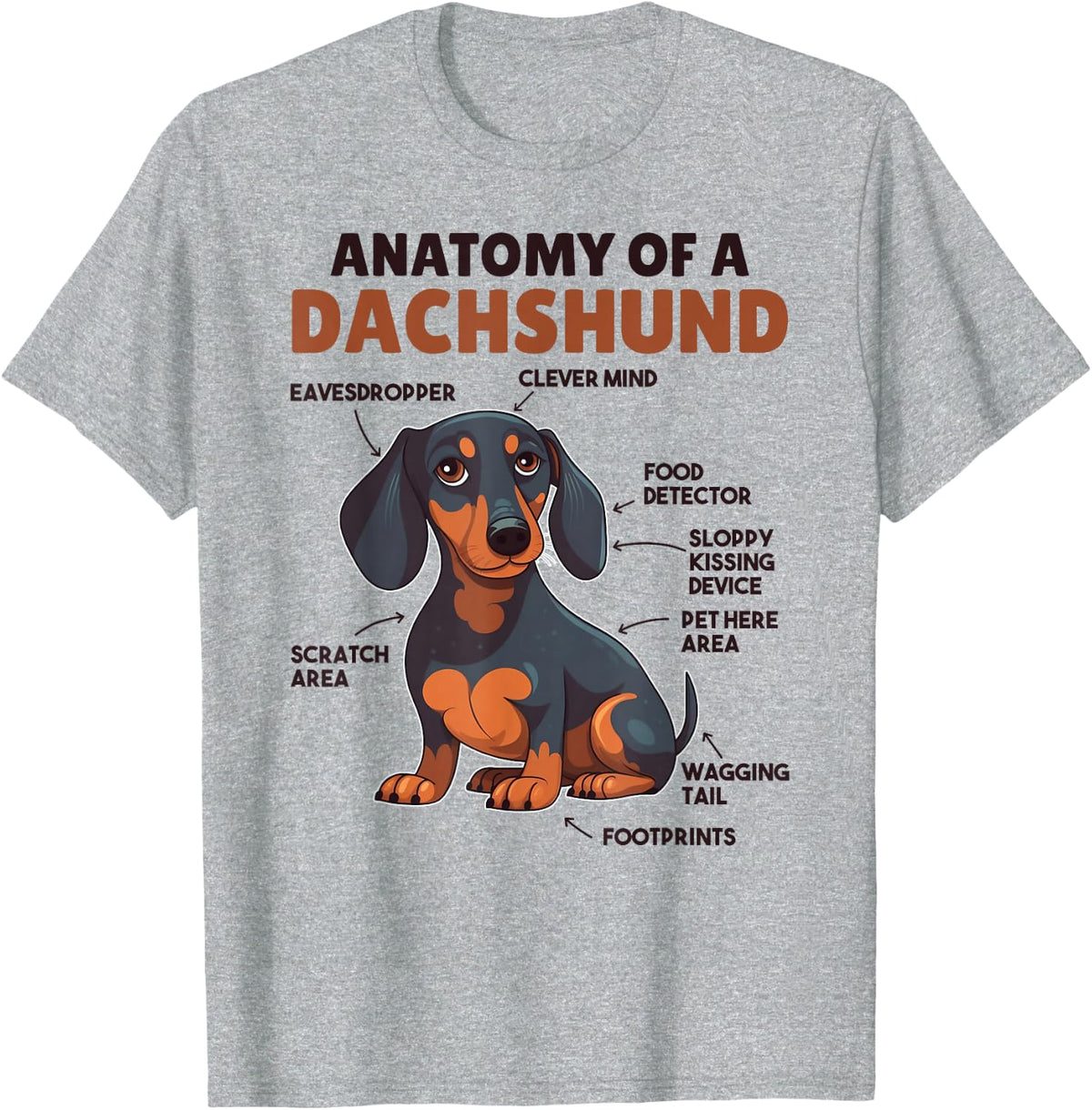 Favorite Animal Cute Animals Explanations Dachshund Anatomy T-Shirt - Kids, Animal Lovers - White - Short Sleeve - Unisex -