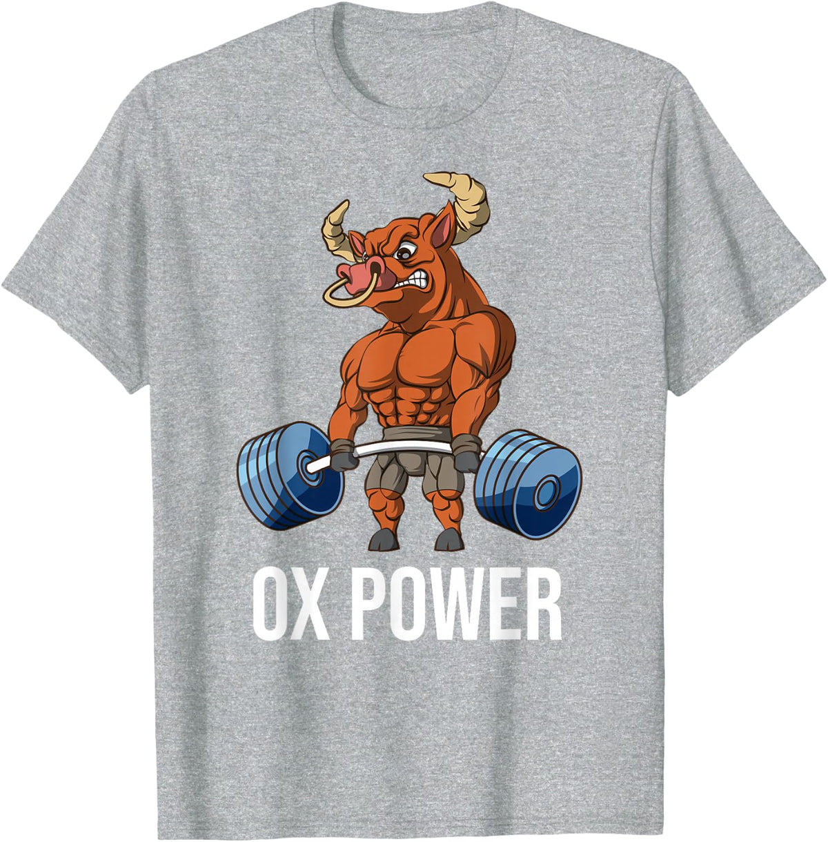 OX Power Weightlifting Deadlift Fitness Gym T-Shirt - Heather Grey