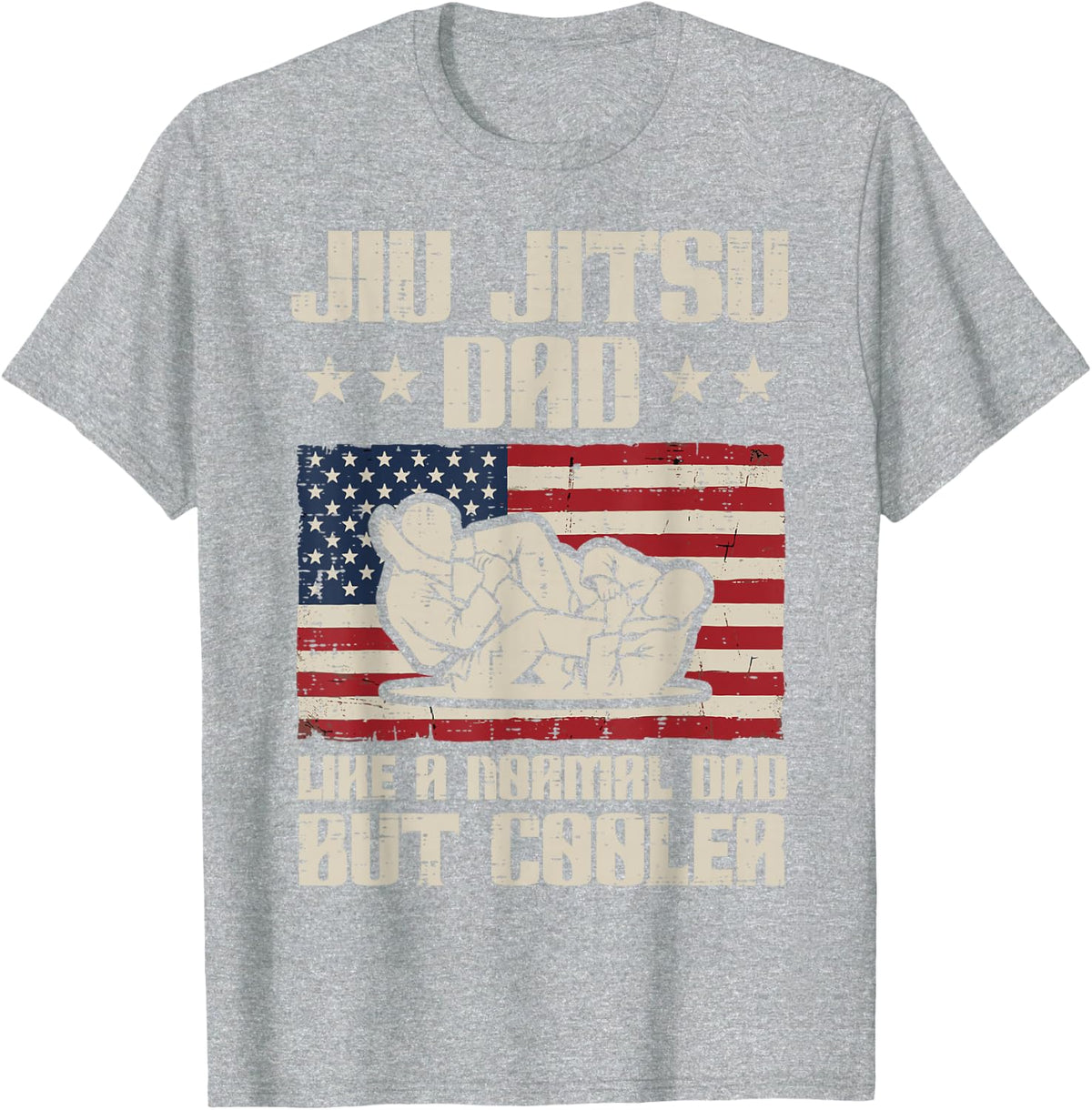 Jiu Jitsu Dad Like Normal Cooler US Flag Fathers Day BJJ Men T-Shirt - Heather Grey